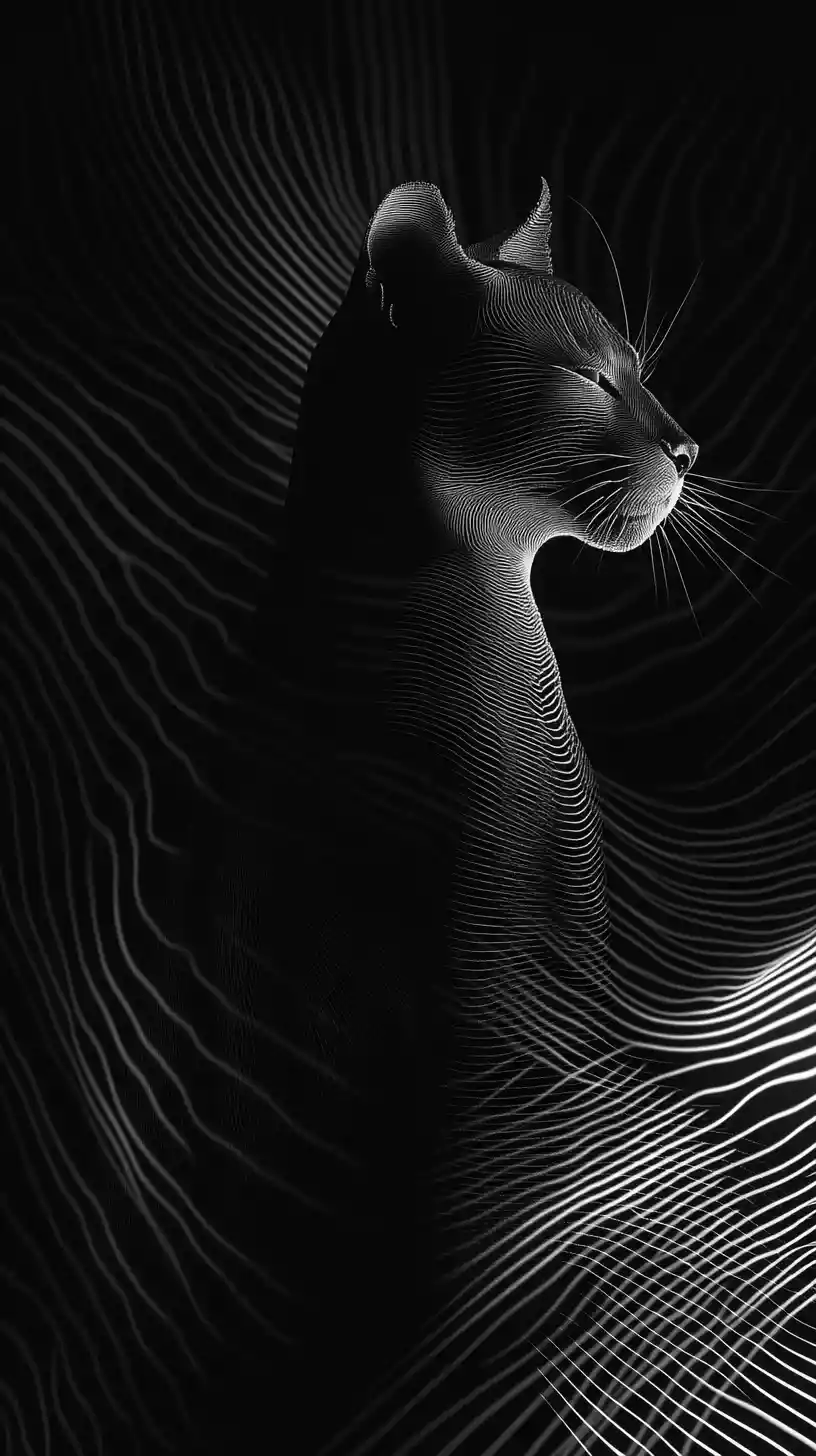 Majestic humanoid panther in balanced abstract harmony