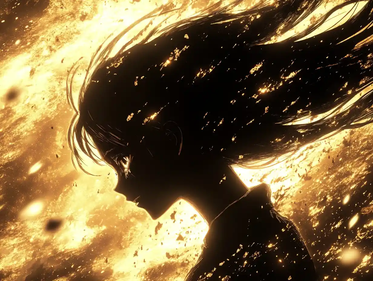 Woman letting go of a man in golden backlight