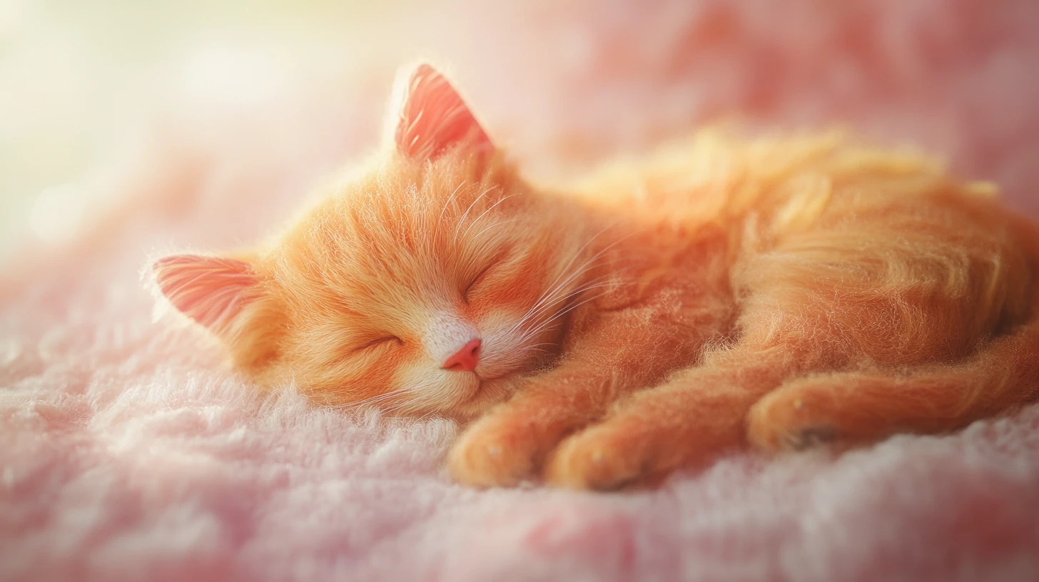 Cozy Wool Sculpted Orange Cat In Urban Pastel Scene