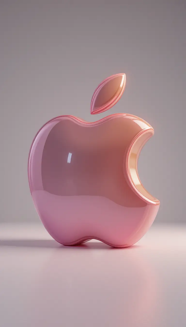 3D-Vinyl-Style Apple-Logo vor sauberem Studiohintergrund