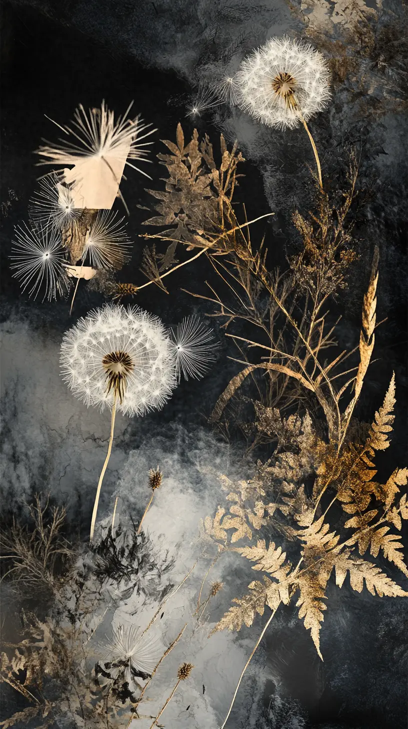 Filigrane botanische Kunst mit Pusteblumen
