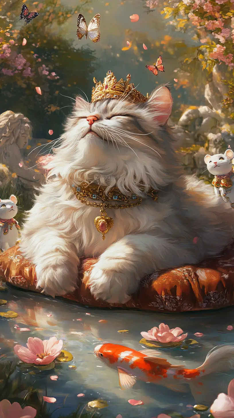 Majestätische Perserkatze in einem Palastgarten