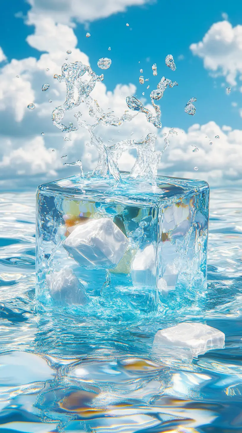 Schizzo d’acqua dinamico in una scena estiva astratta all’aperto