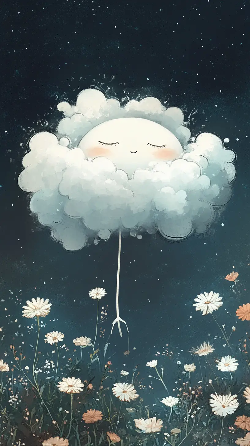 在雲朵與花朵間醒來的瞌睡火柴人