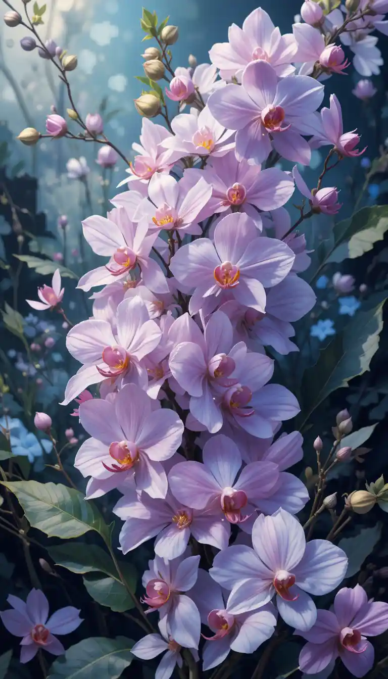 Vektor-Flyer mit Immergrünblüten und Orchideen