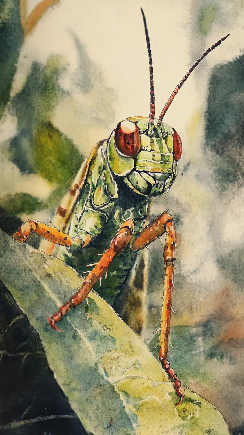在葉子上拉小提琴的奇幻瓢蟲插畫