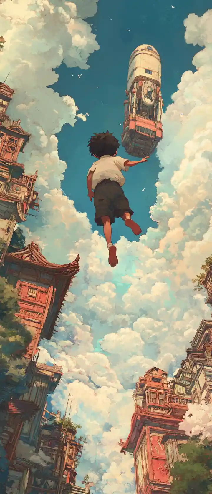 Orphanage Floating In The Sky With Lonely Children