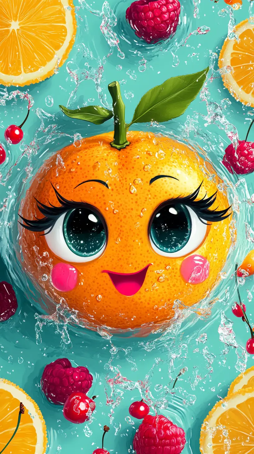 Allegra Arancia Cartoon con Frutti di Bosco Estivi