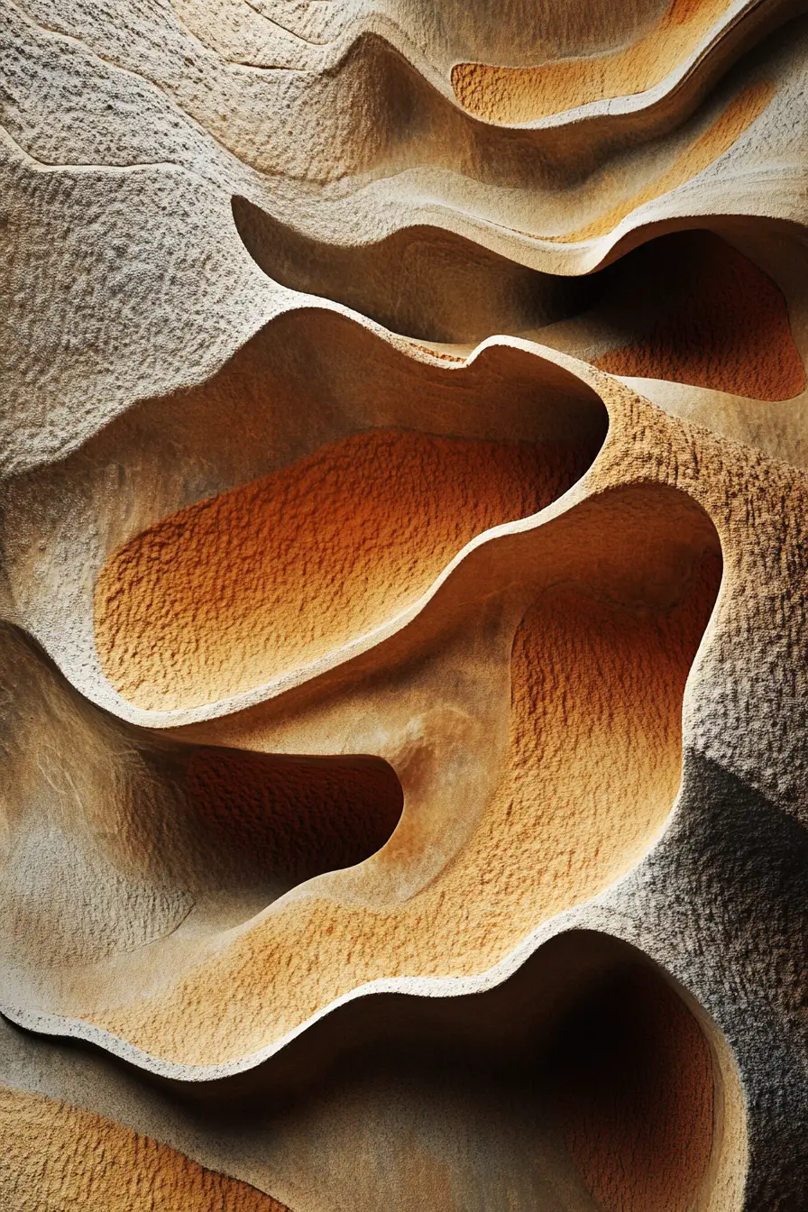 Peinture abstraite monochrome aux formes organiques texturées