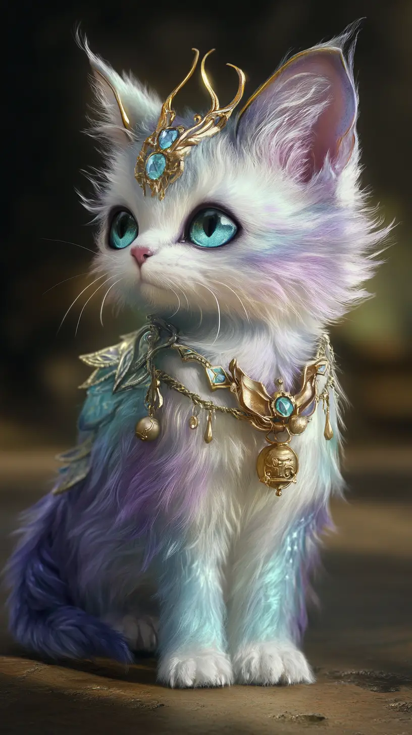 Grand chat fantastique lumineux au pelage coloré et scintillant