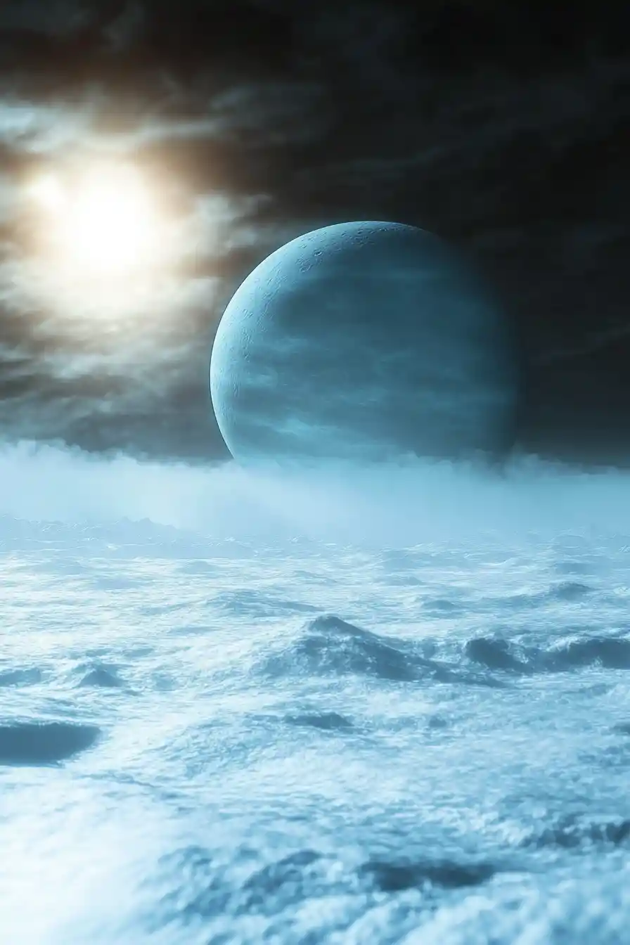 Suaves tormentas azules sobre la distante superficie de Urano