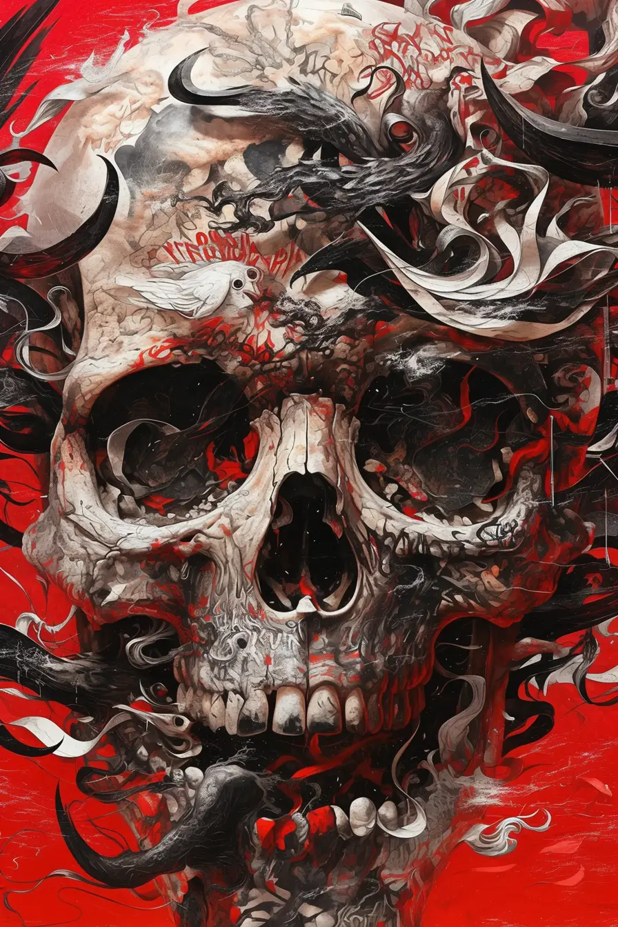 Caveira de grafite sombria em estilo inspirado no Dia dos Mortos