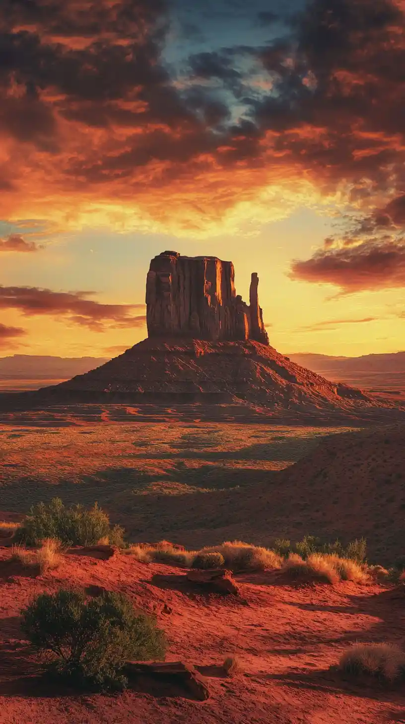 Paesaggio desertico dell'Arizona con rocce rosse al tramonto