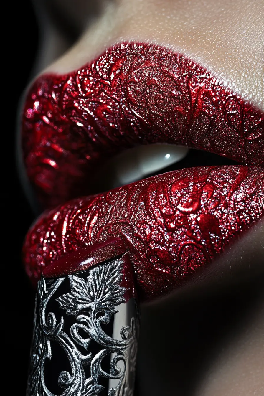 Ausdrucksstarke Frau mit Signature-Lippenstift im künstlerischen Stil