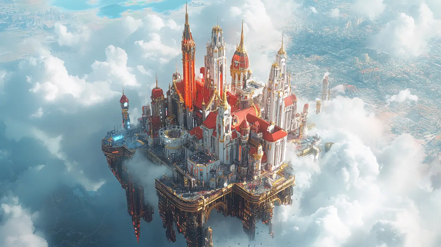 Città cyberpunk in miniatura che emerge da una mappa del mondo digitale