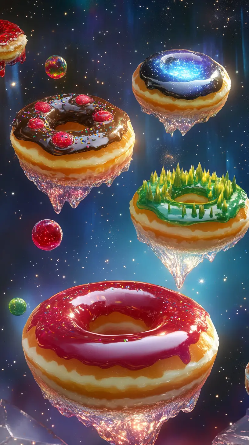 在宇宙中盤旋的甜甜圈，化作奇幻微型小世界