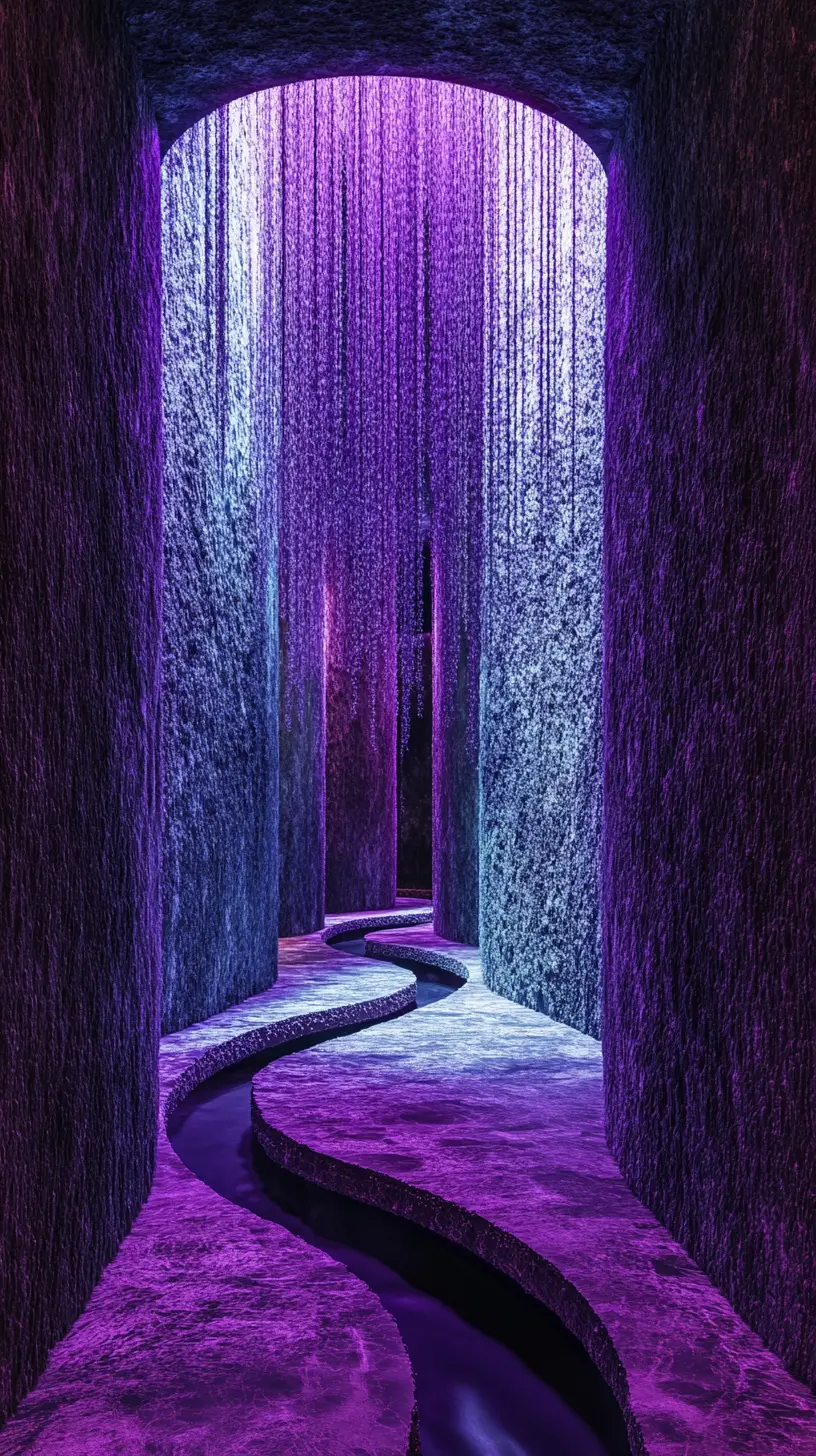 黑暗中發光的神聖噴泉神秘織物場景