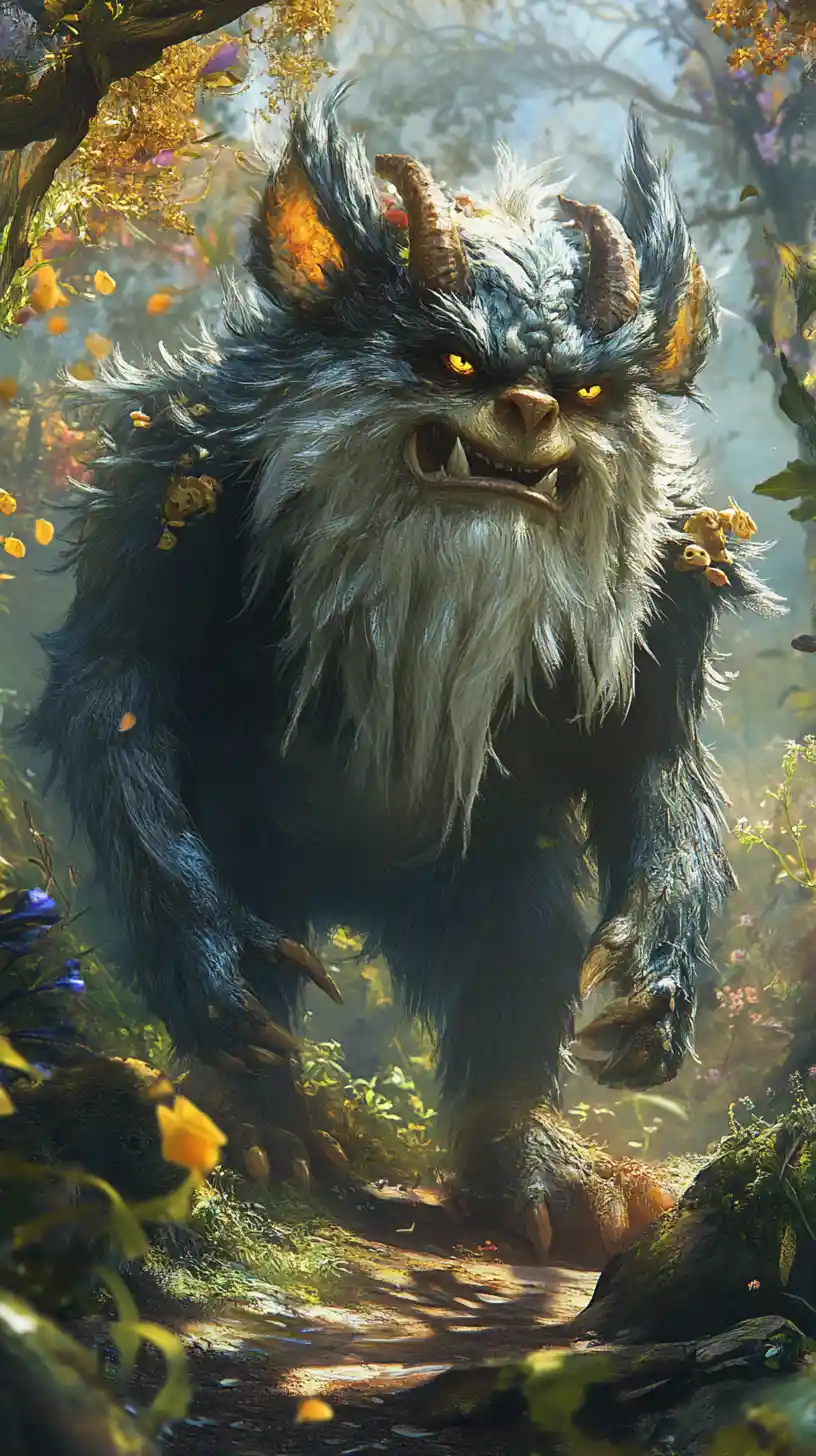 Whimsical Fantasy Creature In An Enchanted Lush Forest