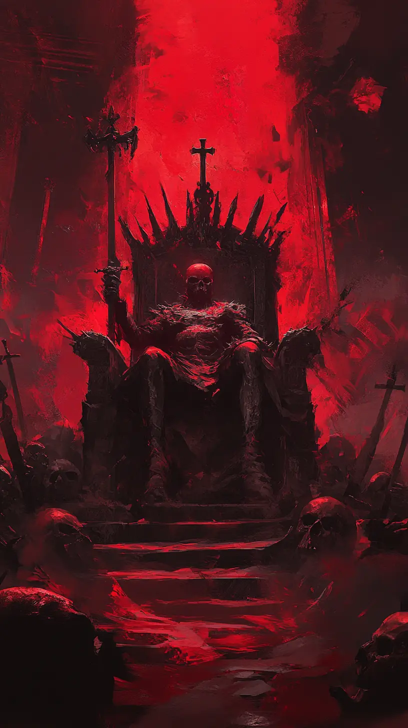 Sinistri troni d’ossa che si ergono in un regno di dark fantasy