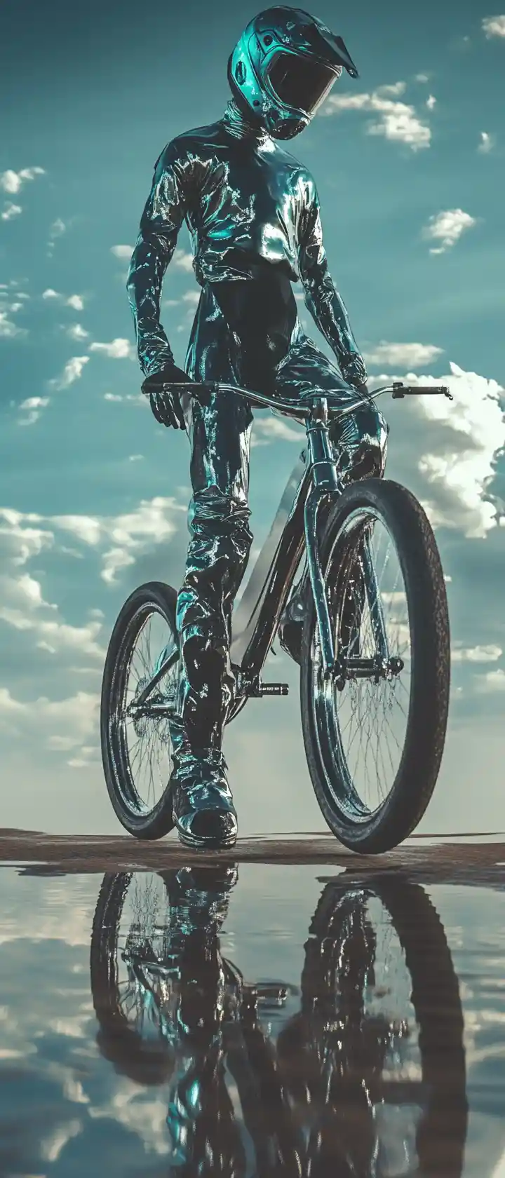 Ciclista profesional de BMX en acción dinámica en el parque X Game
