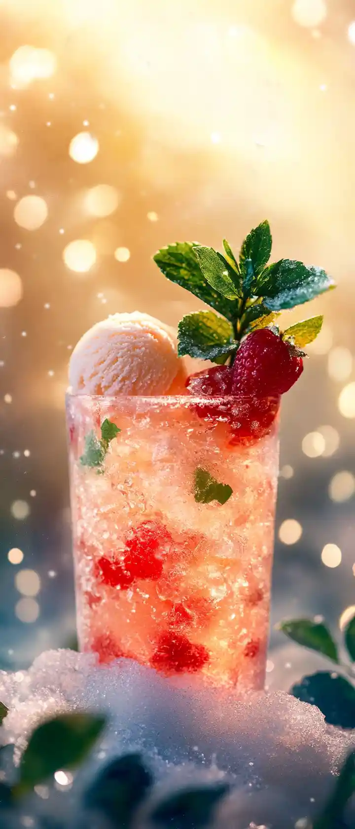 Mocktail branco espumante de Dia dos Namorados com romã e hortelã