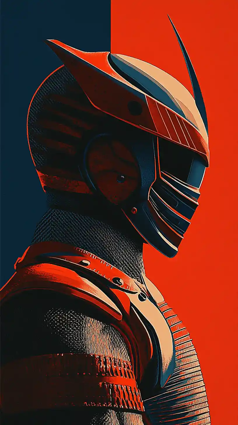 Ritratto di samurai cyberpunk in stile anime drammatico