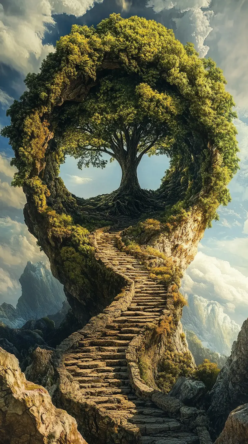 Surreale Illusion einer sich wandelnden Lebensbaum-Szene