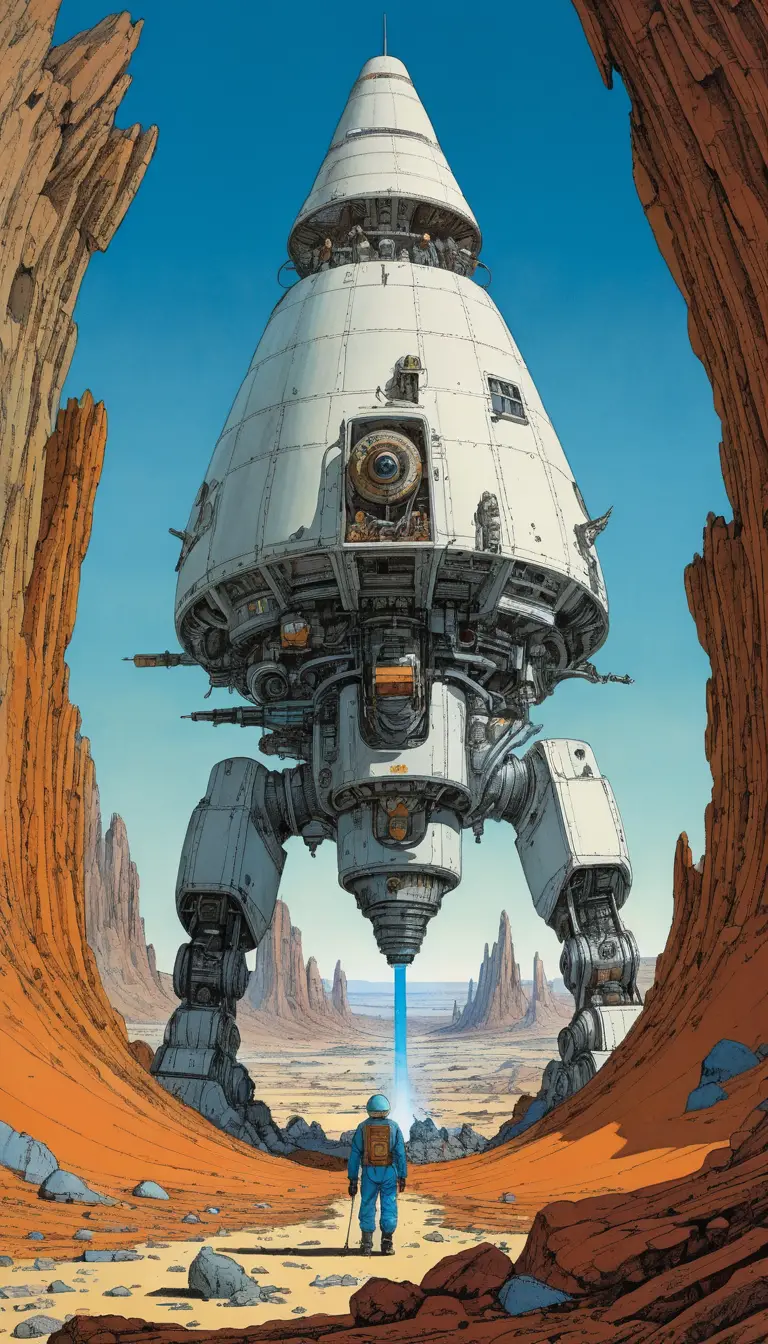 Machine de forage sci‑fi et scientifique préparant un voyage souterrain