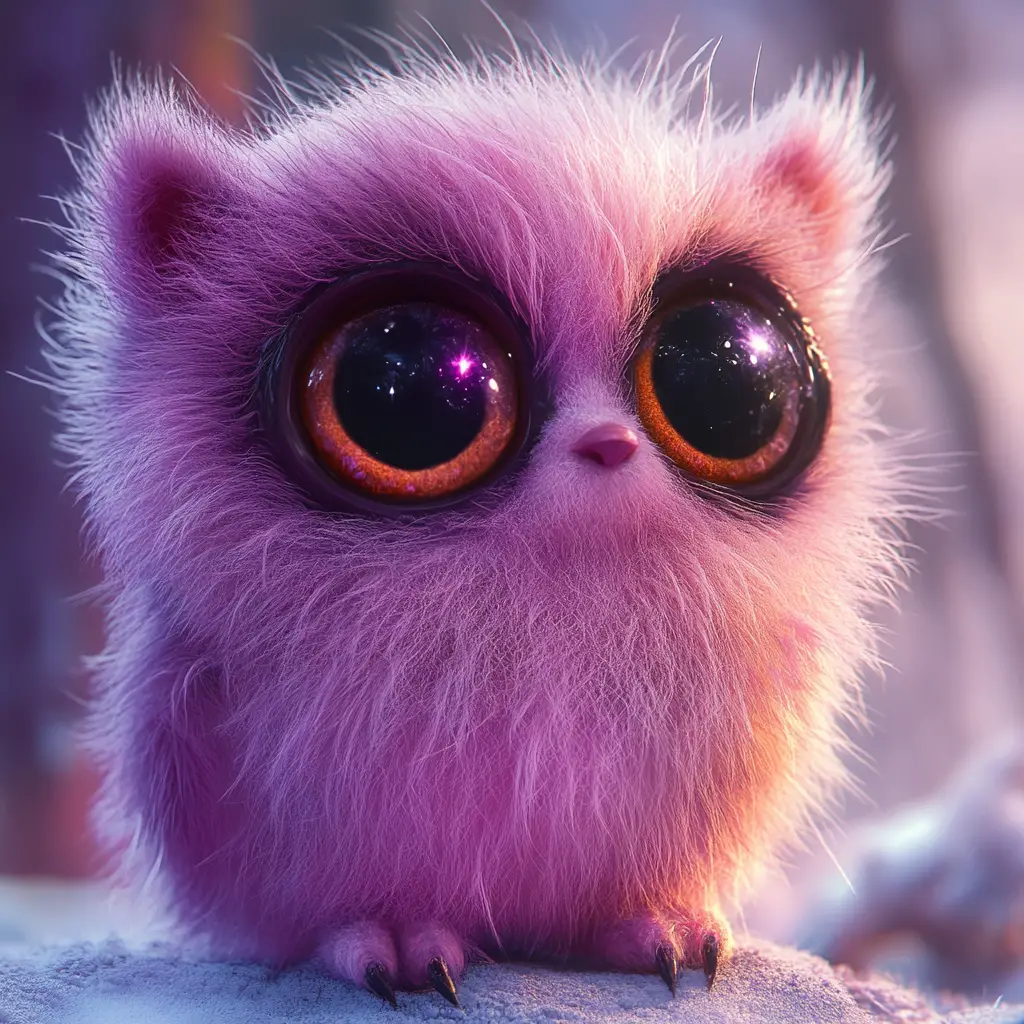Adorável criatura fofinha com grandes olhos expressivos