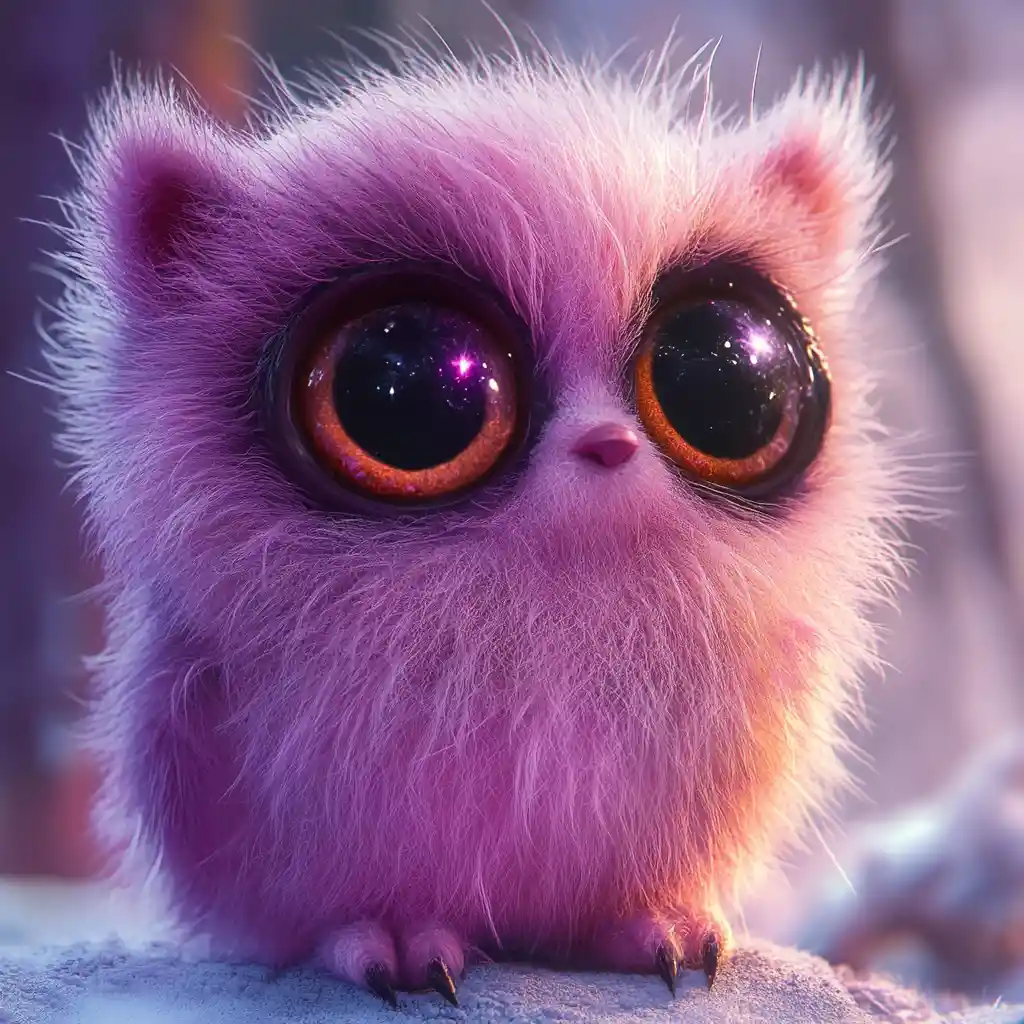 Adorable Fuzzy Creature With Big Expressive Eyes