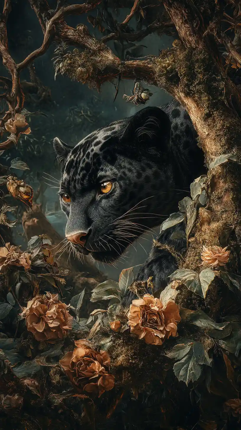 Surreale Illusion eines Panthers in einer trügerischen Szene