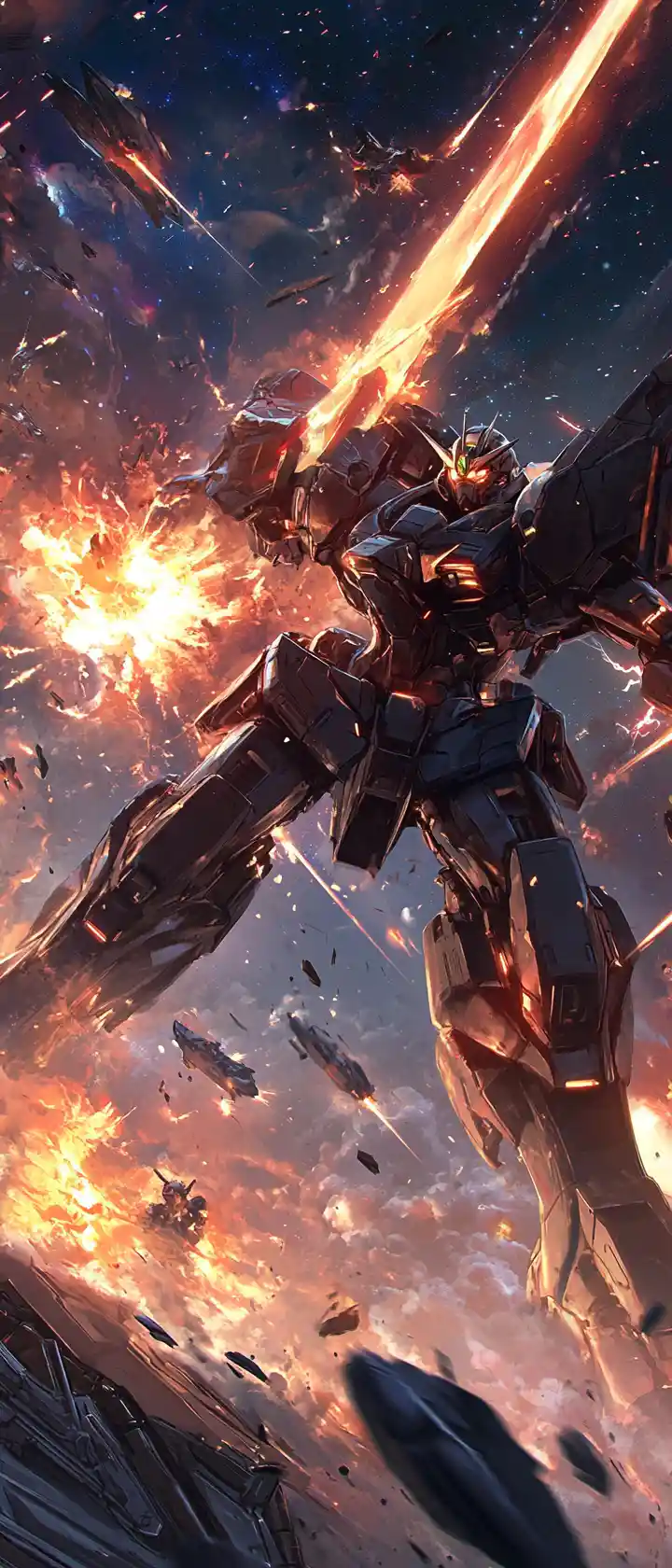Epische Anime-Mecha-Schlacht in den Tiefen des Weltraums