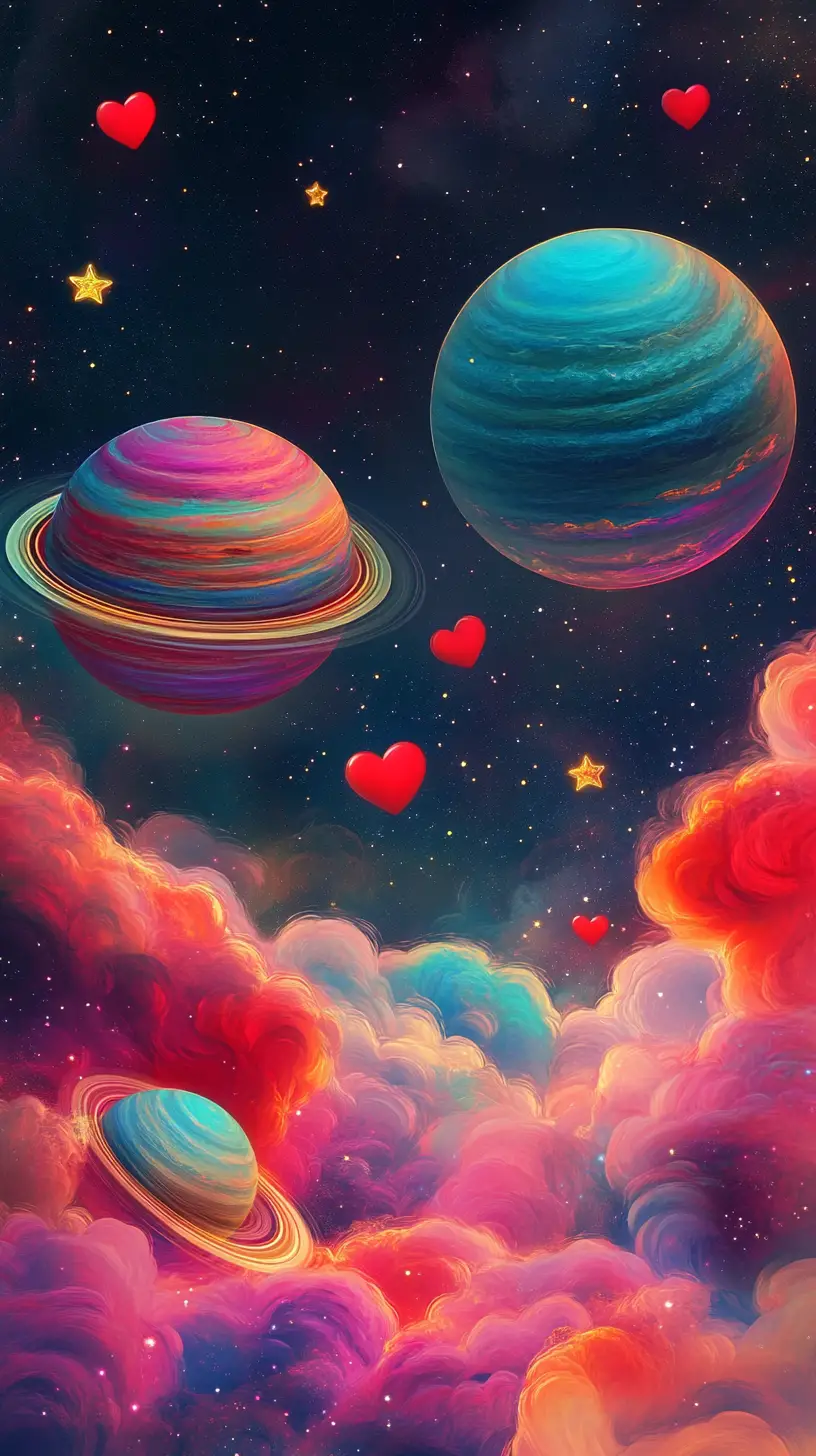 繽紛宇宙夢境：絢麗行星與星雲雲彩