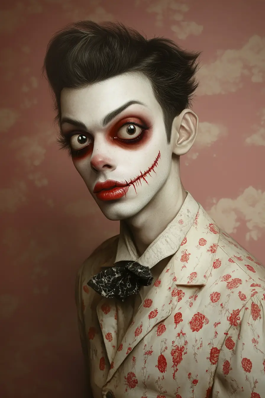 Portrait d’homme rockabilly aux grands yeux et au sourire malicieux