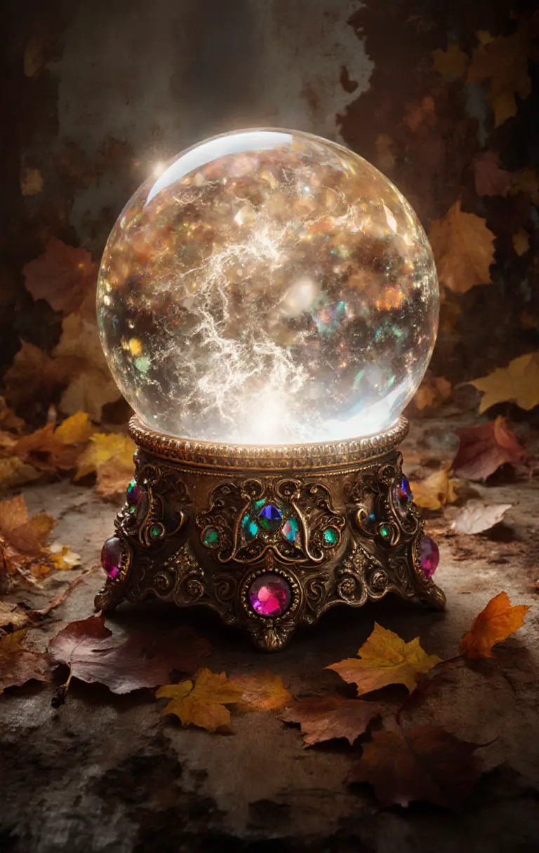 Sfera di cristallo mistica su sfondo astratto grunge texturizzato