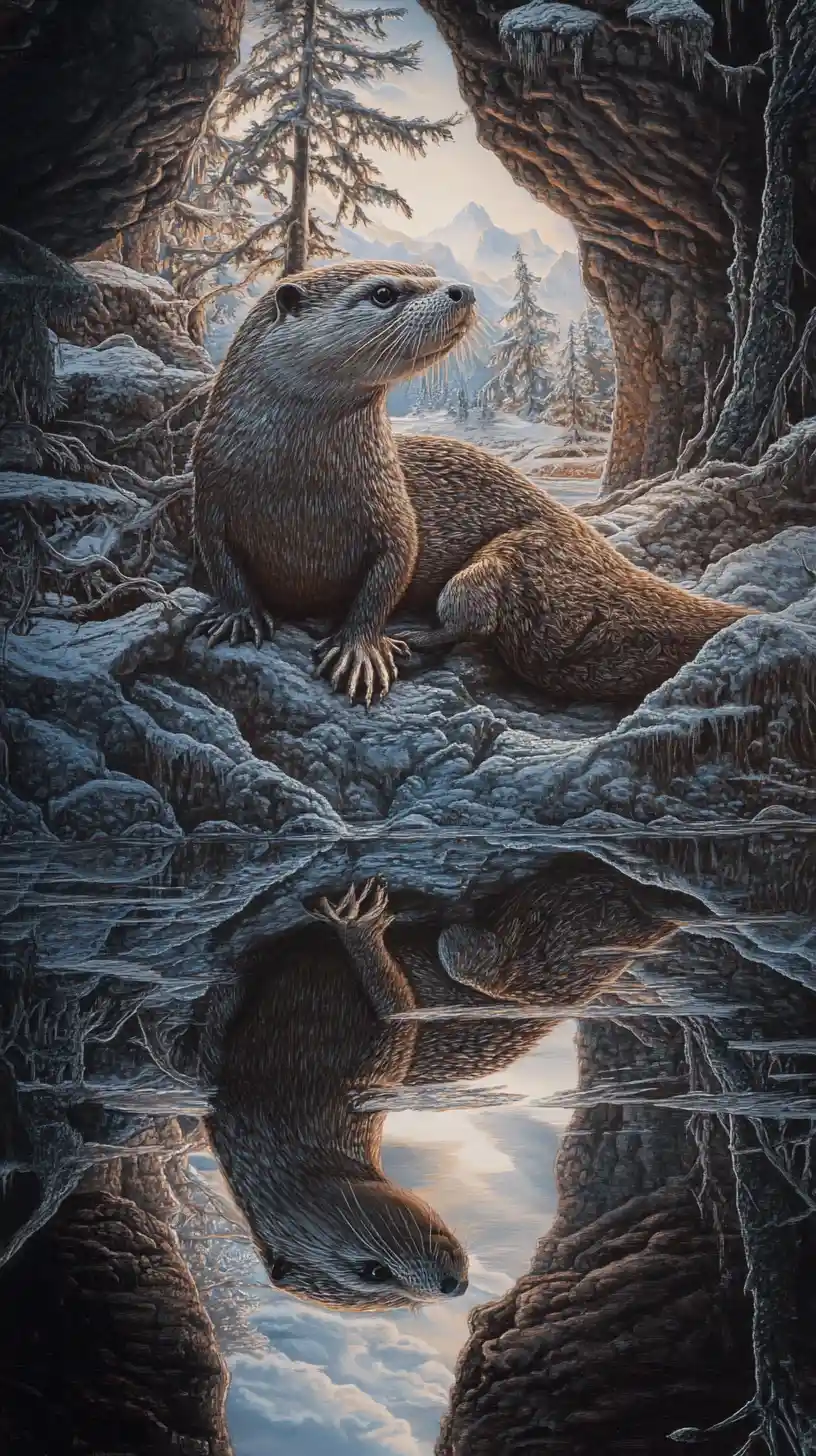 Scène d’illusion surréaliste avec une loutre aux formes changeantes