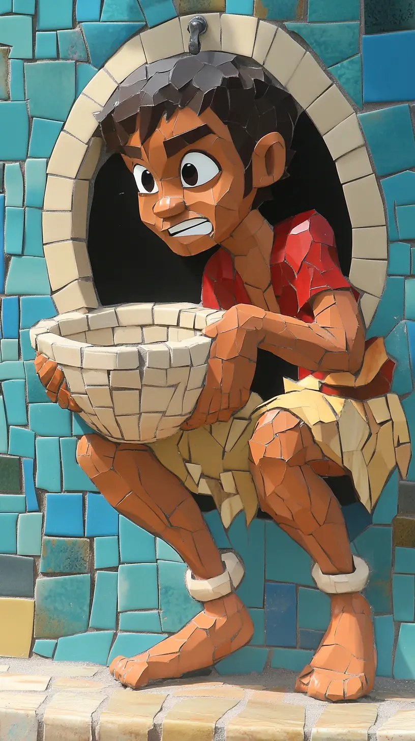 Marinheiro malgaxe em um banheiro triste ilustração digital