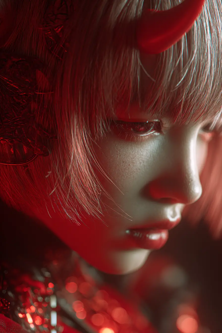 在星空下起舞的奇幻紅鬼少女