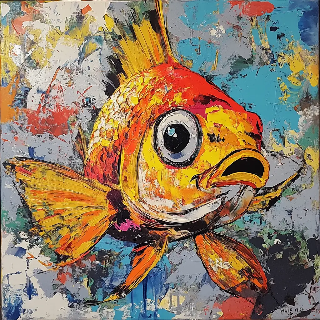 色彩繽紛的現代藝術美麗魚類插畫