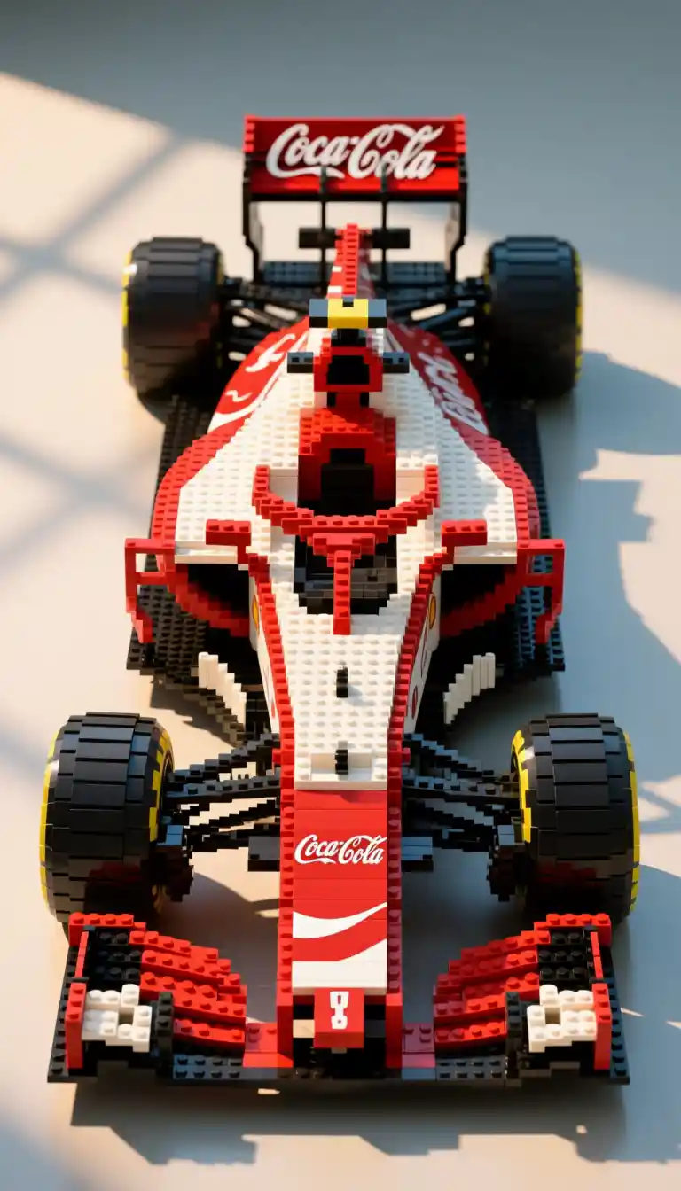 Vue de dessus d’une voiture de course Lego de Formule 1