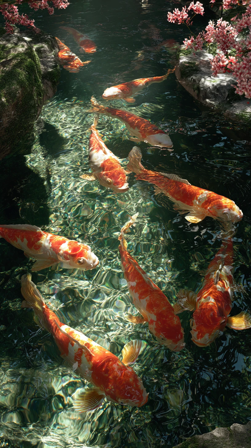 Tranquillo stagno di koi in un giardino zen giapponese