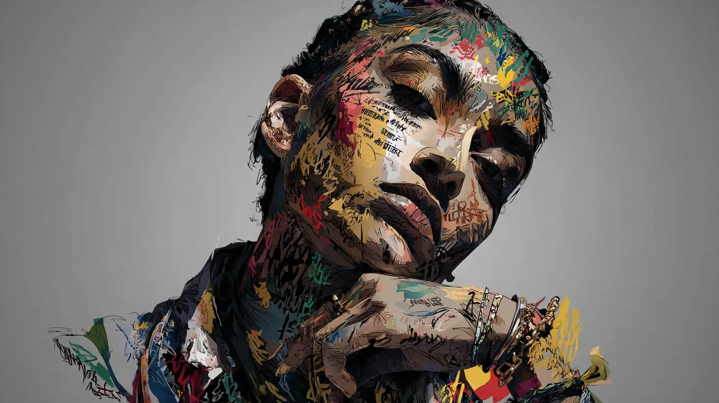 Capa de álbum de art rap com mulher e emoção intensa