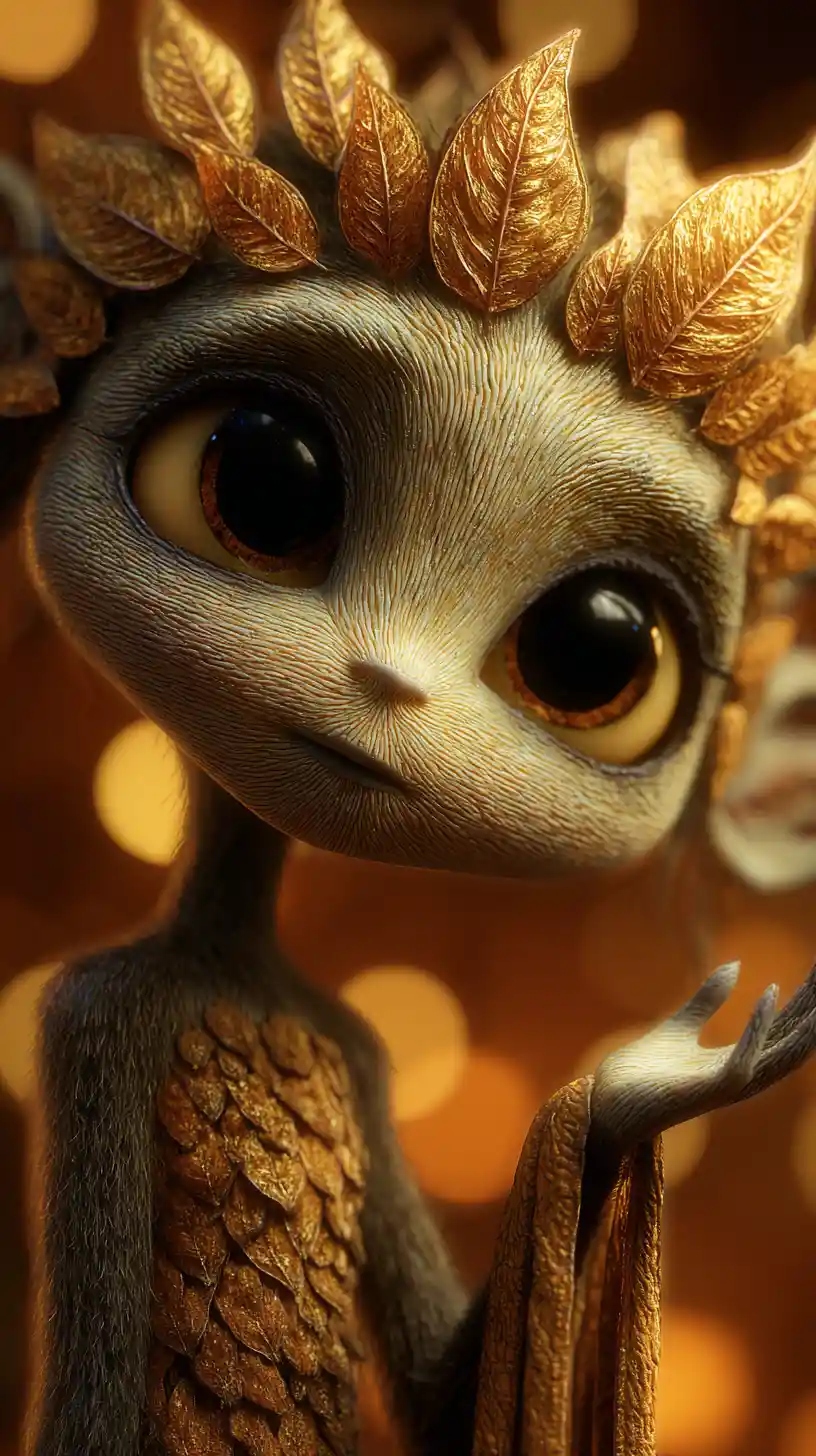 Forest spirit offering a gentle golden blessing