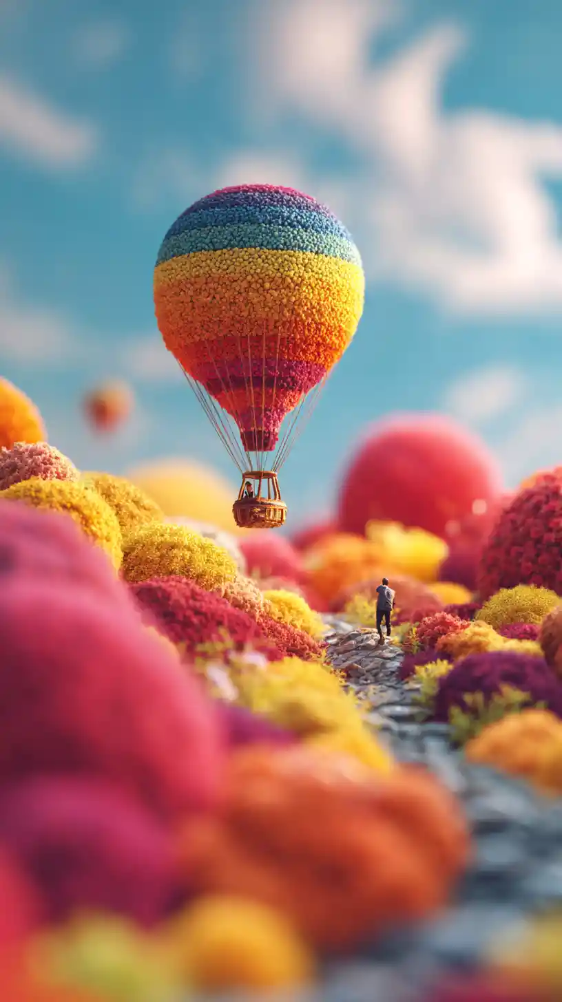 Colorful surreal mixed media collage of peace and joy
