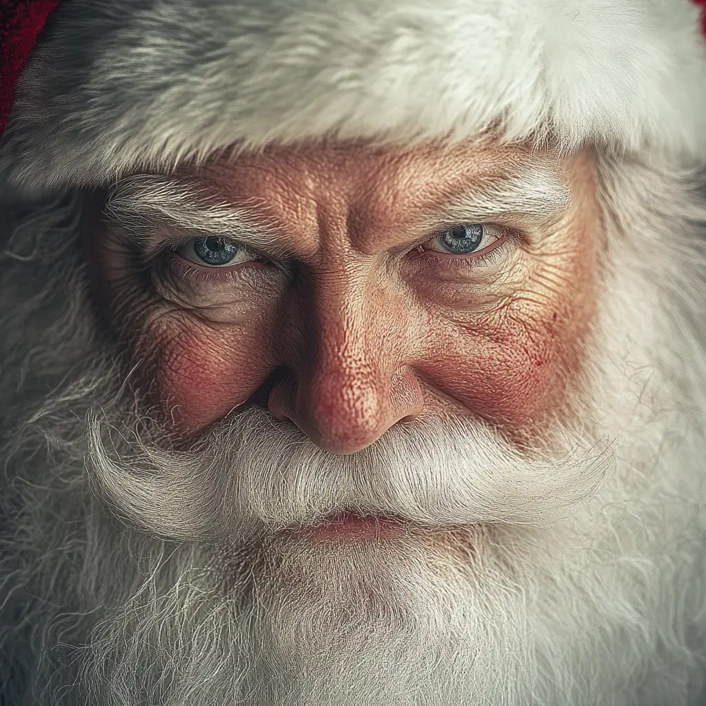 Portrait chaleureux en gros plan d’un Père Noël âgé