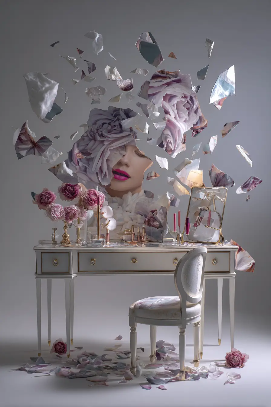 Illustration de mode abstraite postmoderne aux formes fluides