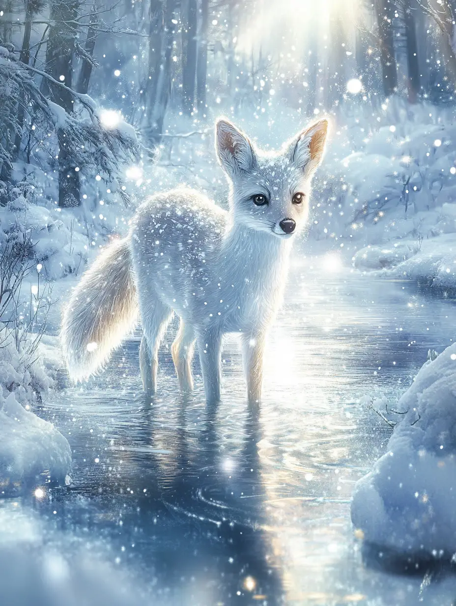 雪林河畔的銀色鹿