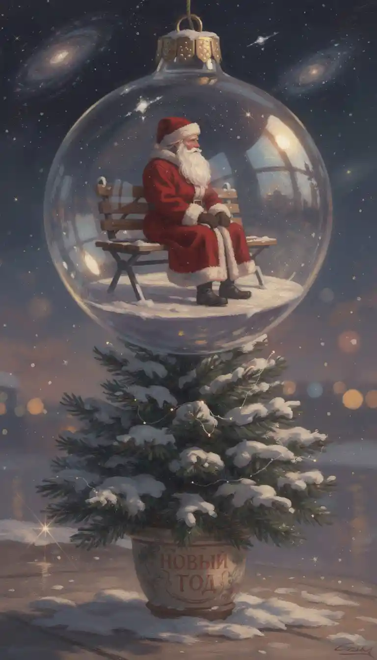 Babbo Natale Sovietico Dentro di una Decorazione per Albero di Natale Fluttuante