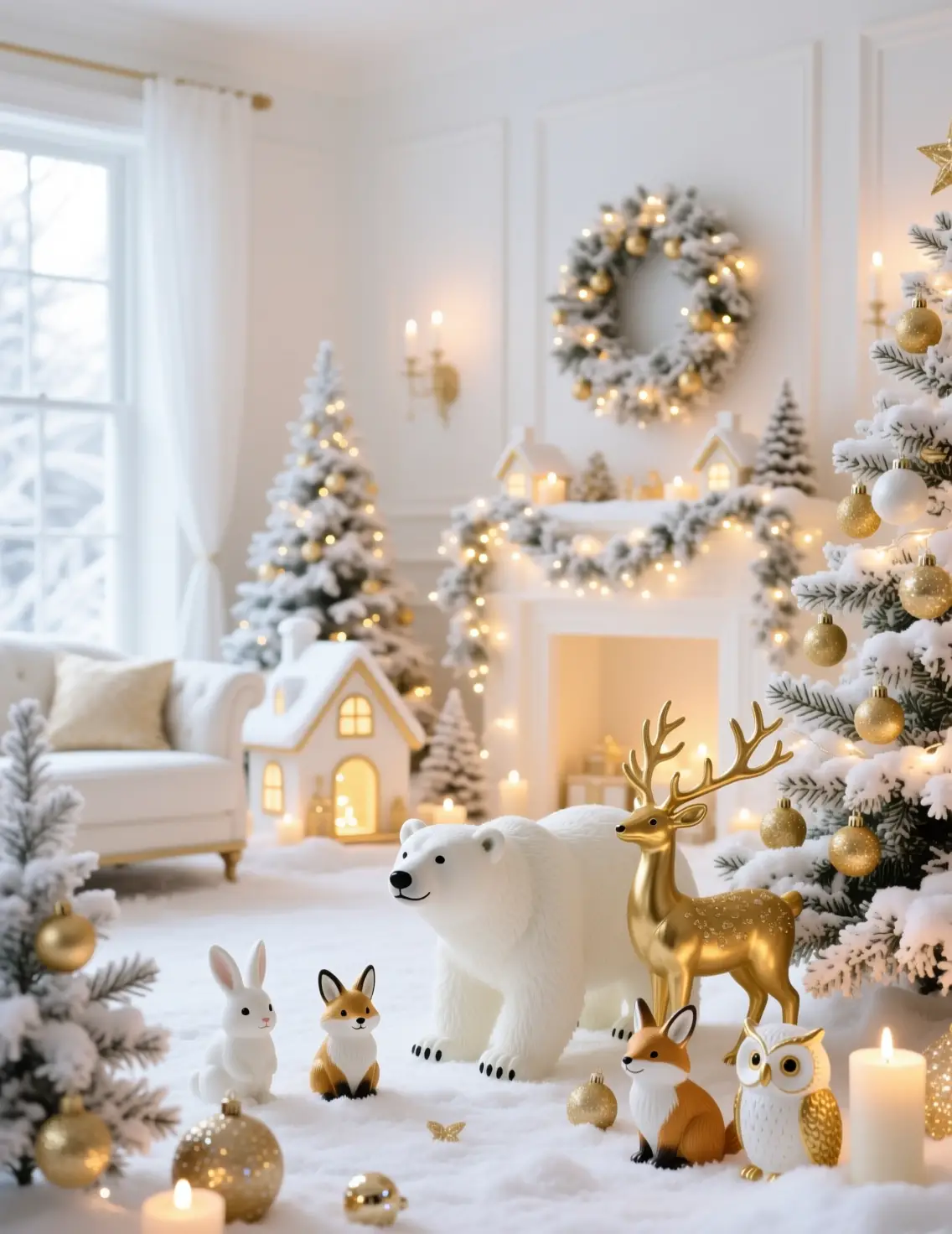 Elegante Winterdekoration mit leuchtender Dorfszene