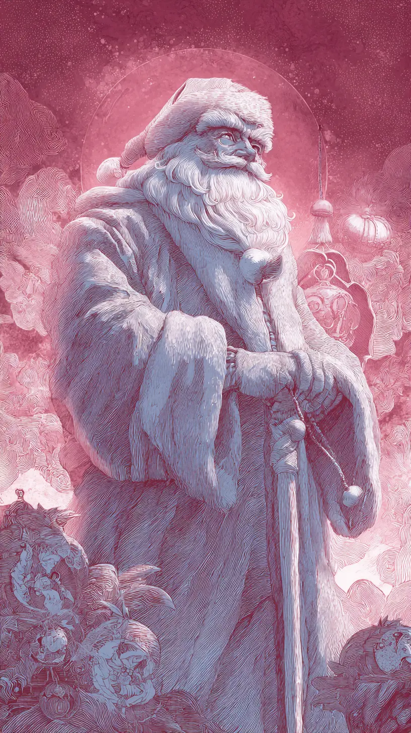 紅外線聖誕老人與魔幻輪廓光插畫